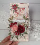 Luxury Handmade Birthday Card (130)Burgundy & Blush Pink Flowers. Sparkling Card