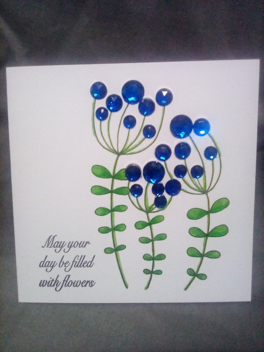 Unique floral embellished all occasion blank open card