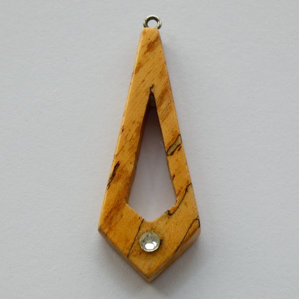 Unique Wooden Elm Pendant Necklace with a single Strass Crystal