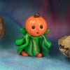 Tiny Pumpkin-head Gnome 'Freyl' OOAK Sculpt by Ann Galvin