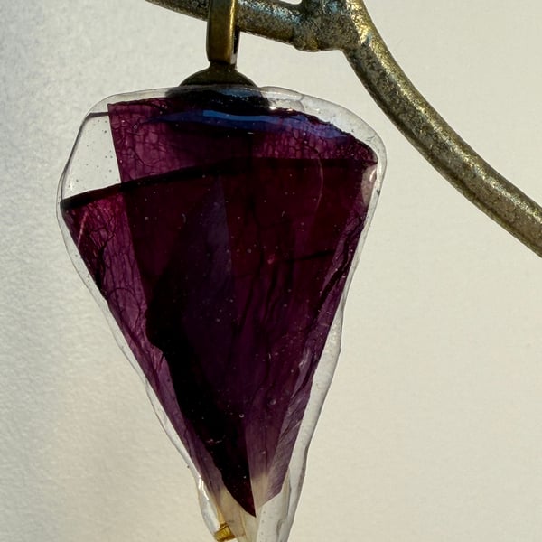 Small Cornish poppy petal pendant 