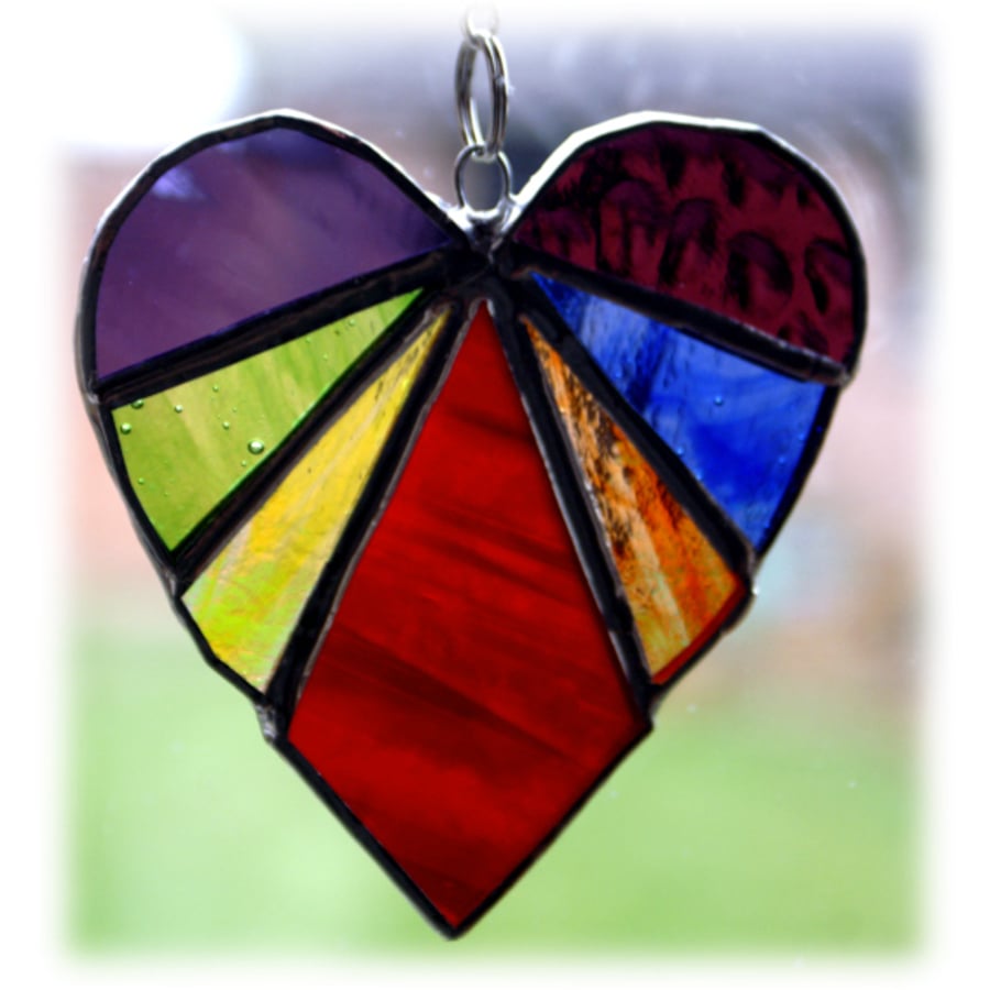  Love Heart (Rainbow) 8cm Stained Glass Suncatcher 