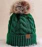 Knitted Pompom Beanie - bottle green