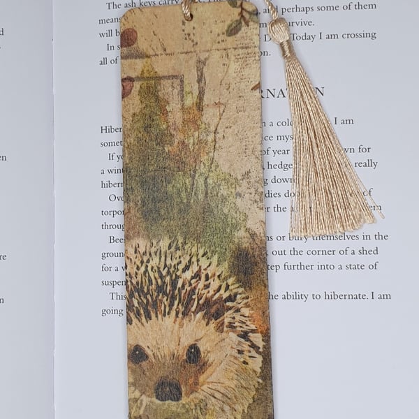 Wooden hedgehog bookmark, woodland animal bookmark, stocking filler gift