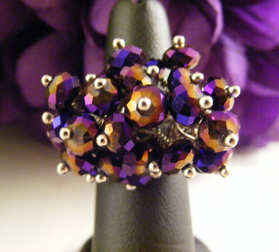 Purple Sparkling  Adjustable Ring