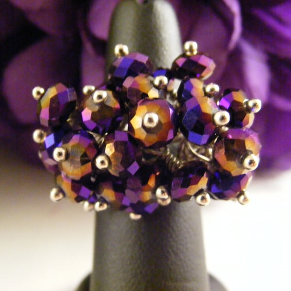 Purple Sparkling  Adjustable Ring