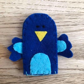 Bluebird felt finger puppet . Bluebird of peace