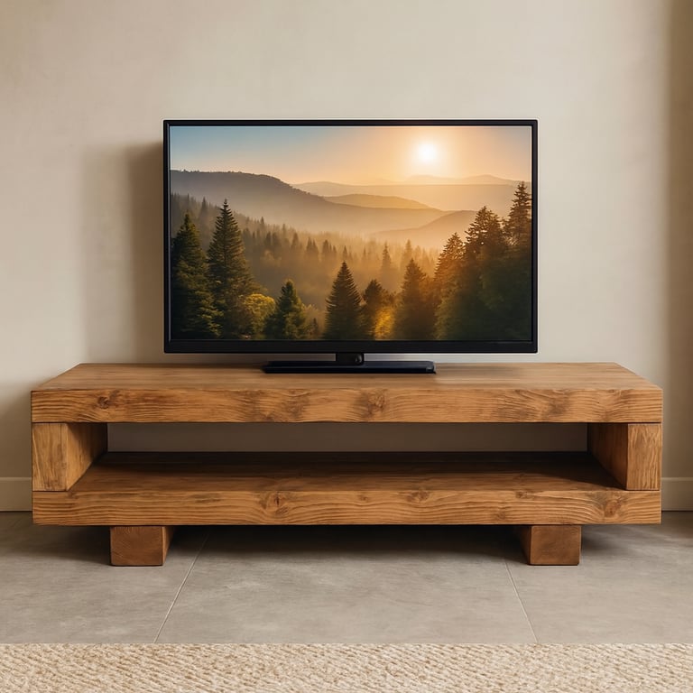 Rustic Wooden Low Rise TV Unit  