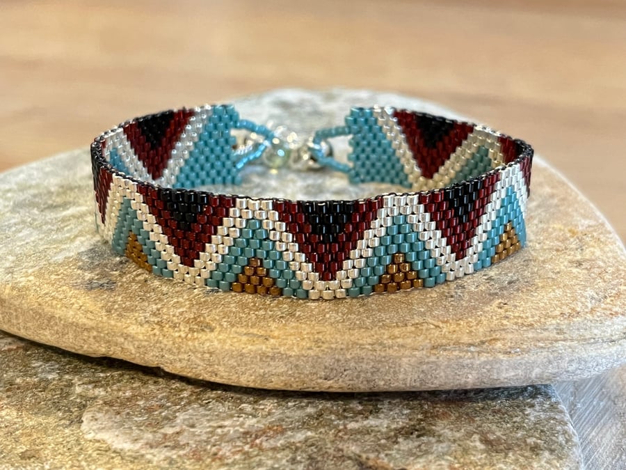 Colourful beaded Southwestern style zigzag Folksy