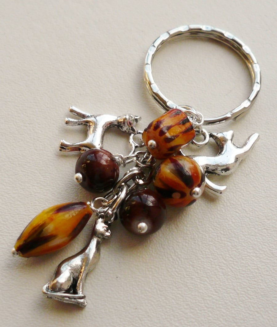 Cat Print Keyring  KCJ891