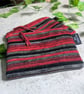 Striped Chenille and Upcycled Denim Chambray Purse Pouch or Makeup Bag - Image 4