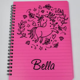 A5 Unicorn notebook - customise - your name - stationery - back to school
