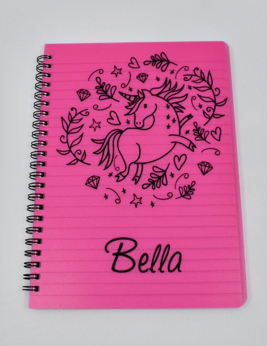 A5 Unicorn notebook - customise - your name - stationery - back to school