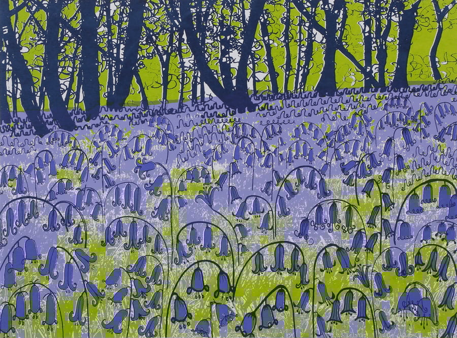 Bluebell Woods, original hand-pulled screen print