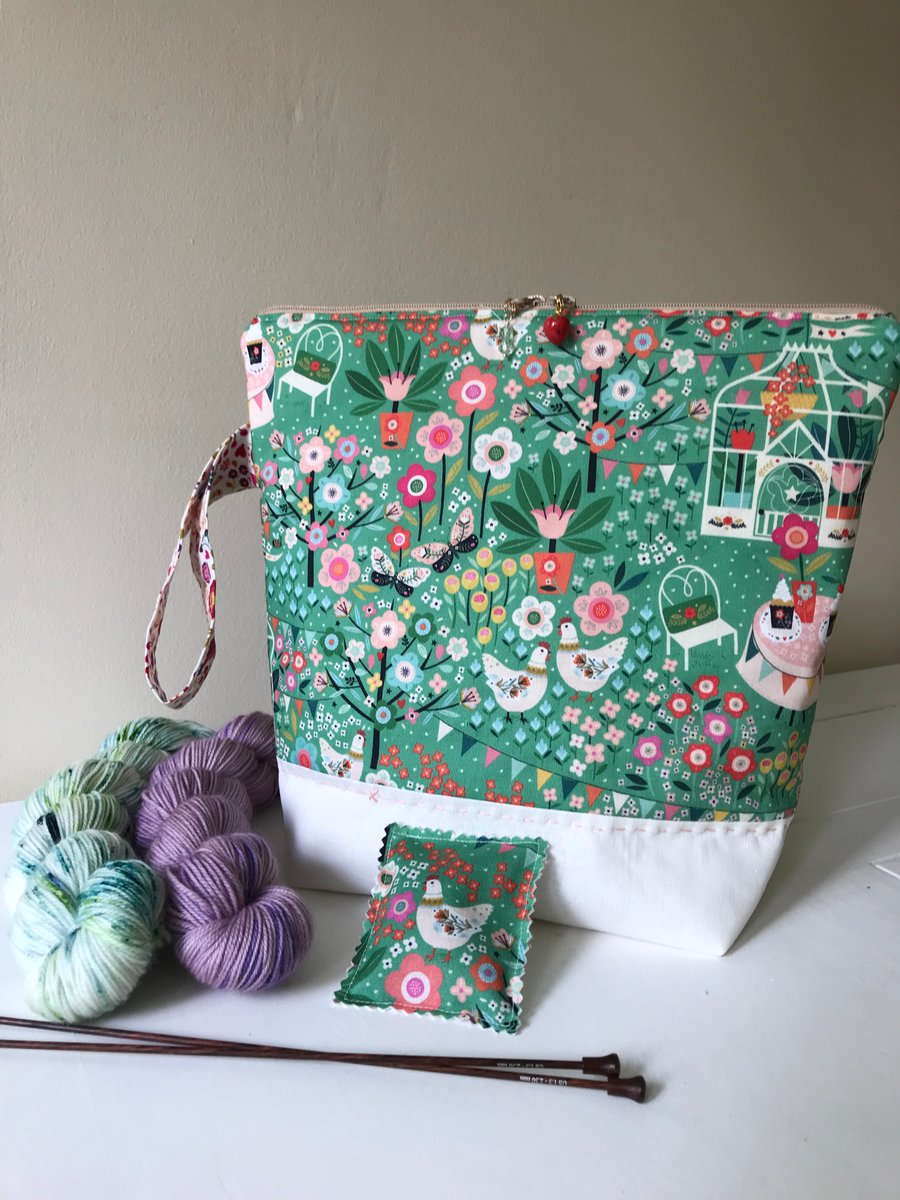 Garden party project bag (biscuit two way zip)
