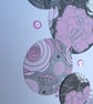 Large Mother's Day Card - Pink, Black & Grey Floral Circles - Image 6