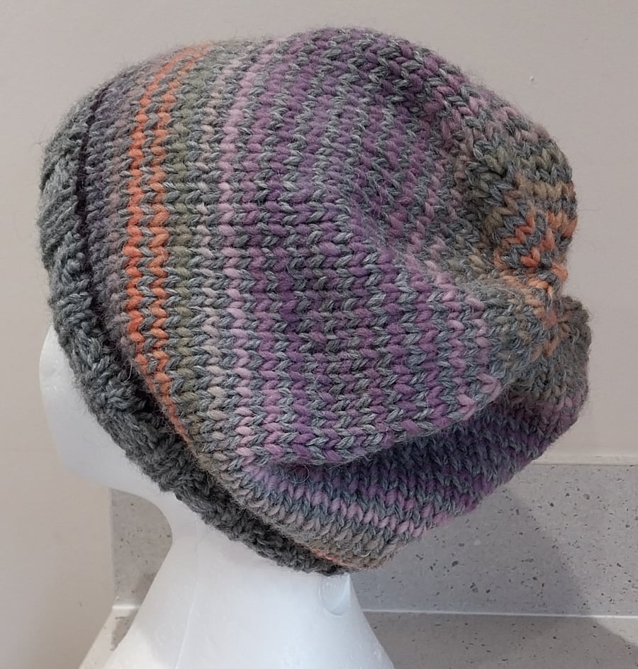 Handknit slouchie hat Alpaca Wool blend M