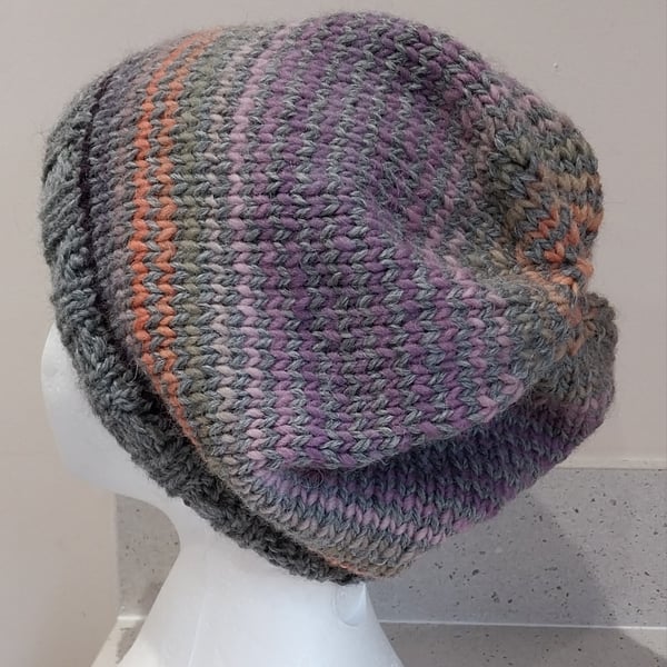 Handknit slouchie hat Alpaca Wool blend M