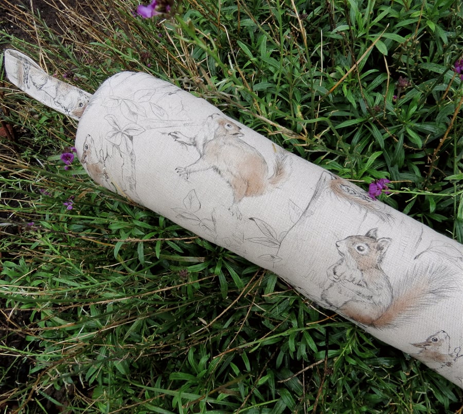 Draught excluder. 96cm. Draft excluder.  With hanging loop. Squirrels.