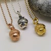 Cute silver acorn pendant on ball link chain