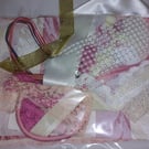 Vintage pink and cream slow stitching kit 