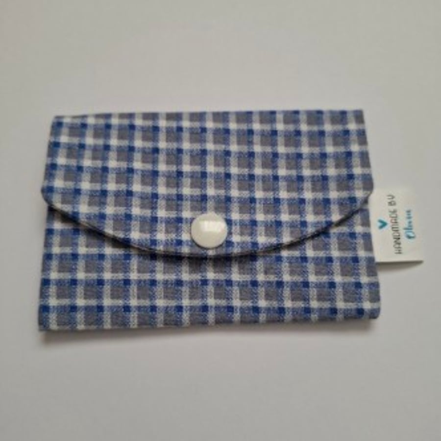 Blue check card holder