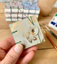 Coptic Bound Tiny Floral Watercolour Sketchbook. Green and gold.