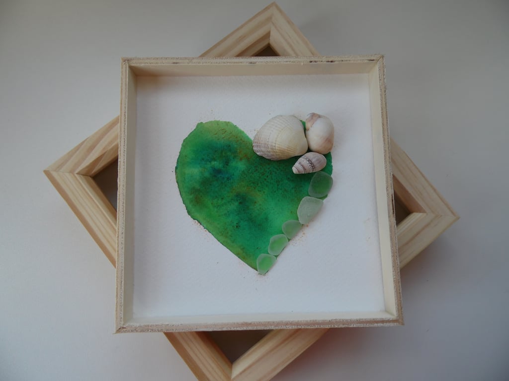 Heart of Cornwall Sea Green Tones Tie-Dye Sea Glass Picture P181