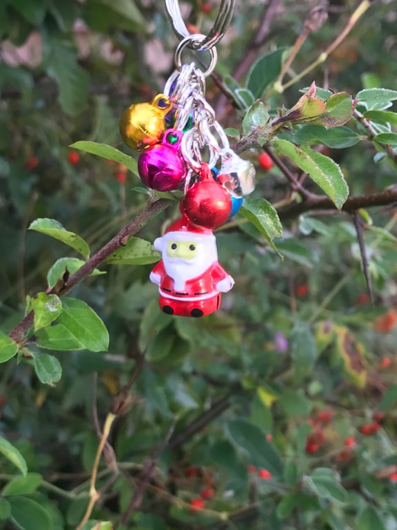 Father Christmas Santa Claus Bell Bag Charm Keyring 