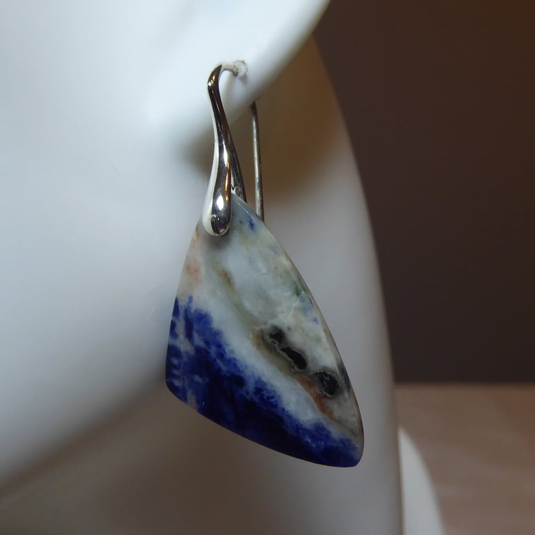 Pair of Sterling Silver & Sodalite Gemstone Earrings