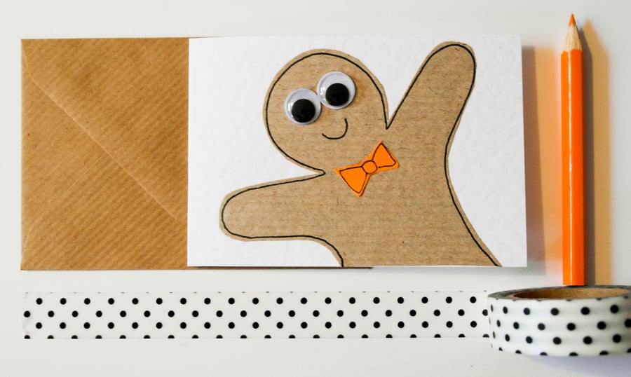 Greeting Cards - Gingerbread men with bow ties Christmas Greeting Card 6 Pack 