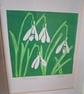 An original handprinted linoprint of snowdrops - Image 3