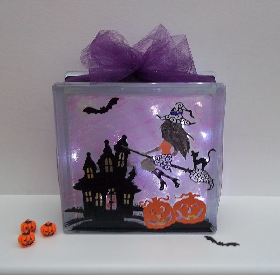 Halloween Light, Halloween Decoration, Haunted House, Witch, Glass Block Light
