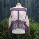 Grape and Pink Marshmallow Crochet Poncho - Design A542