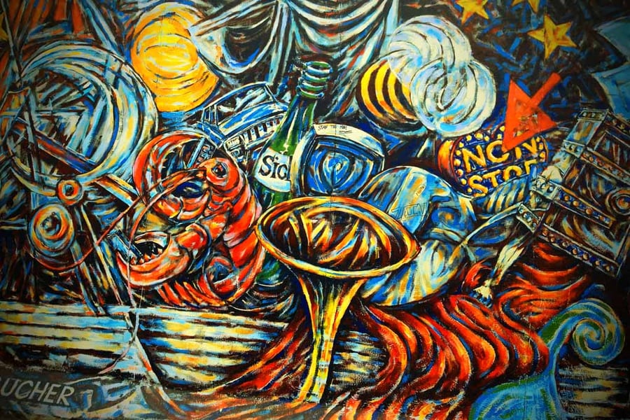 Berlin Wall Graffiti Artwork Street Art Mural Germany 18"x12" Print