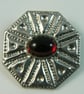 Pewter brooch with red stone - Image 3