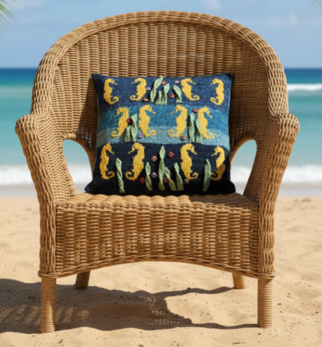 Knitting Pattern for a Sea Horse Cushion, Digital Knitting Pattern