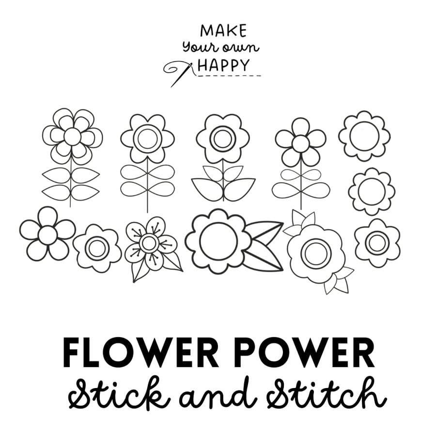 Flower Power Stick & Stitch (Dissolvable Pattern for Embroidery)