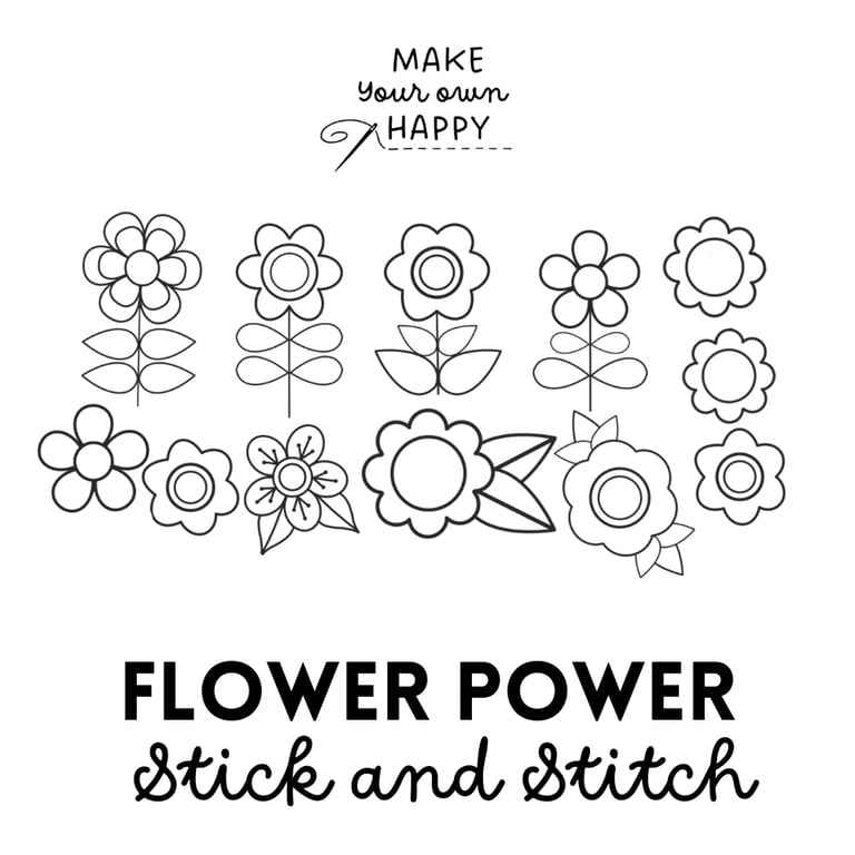 Flower Power Stick & Stitch (Dissolvable Pattern for Embroidery)