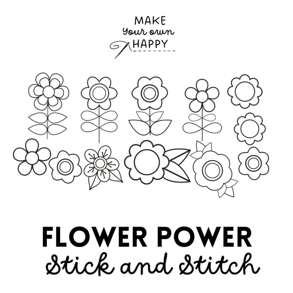 Flower Power Stick & Stitch (Dissolvable Pattern for Embroidery)