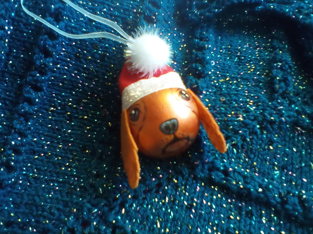 Dog Christmas Bauble Hanging Decoration x1
