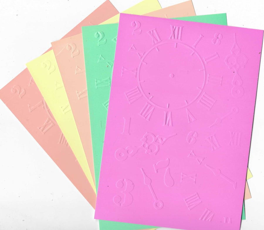 Embossed Paper. 5"x7". Timepieces (8). Choice of Colour