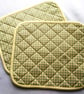 Placemat, Quilted Heat Resistant made in 100% Check Cotton Fabric, Lemon,Green - Image 2