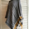 Hand Knitted Grey and Ocher Wrap