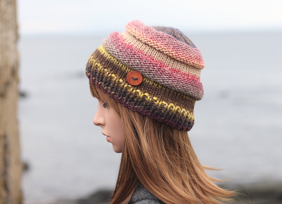 HAT knitted soft colourful, autumn, winter hat, women's beanie cap, gift, UK