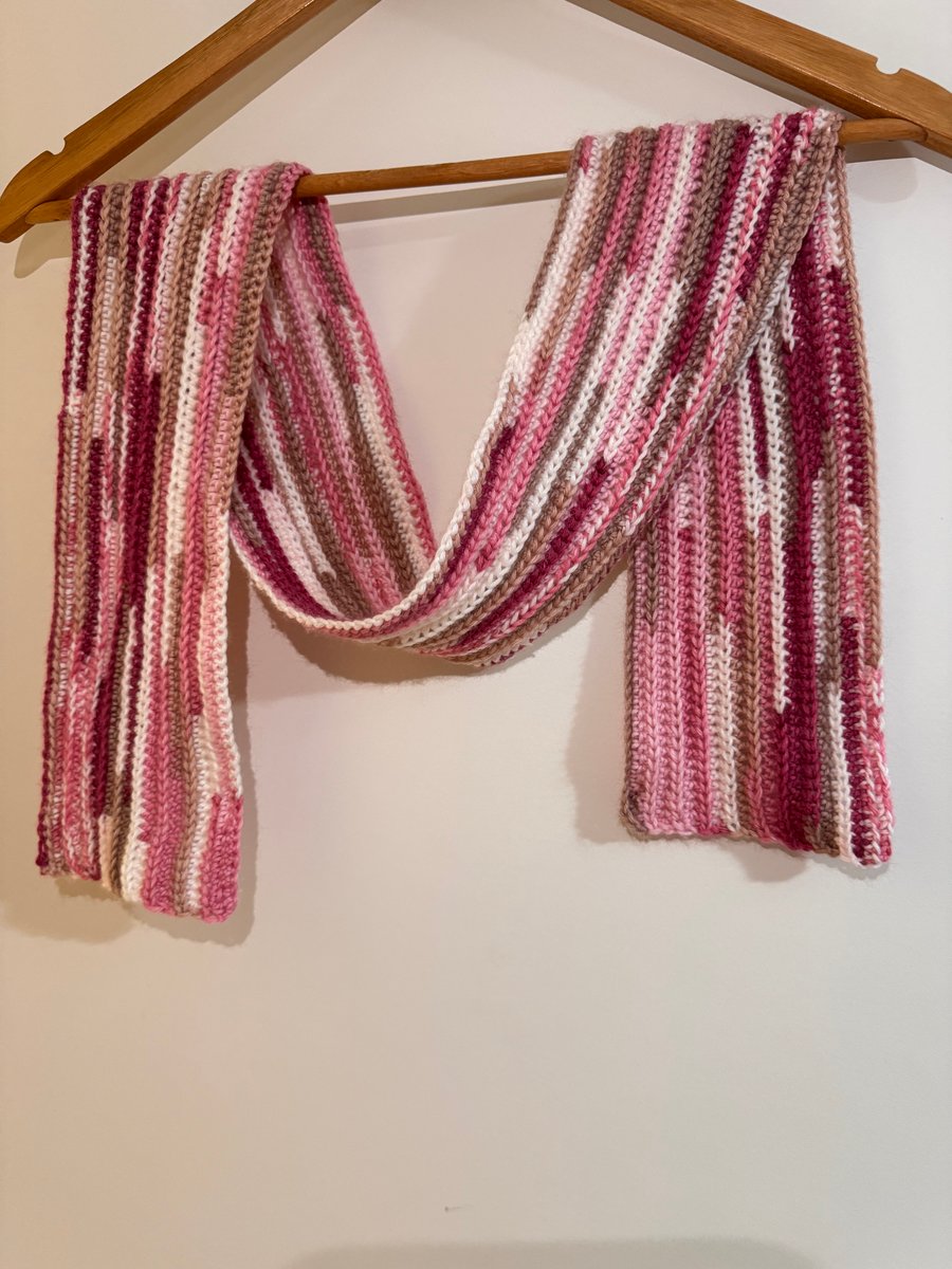 Multi pink crochet scarf