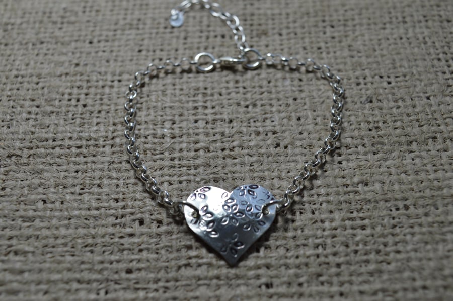 Sterling silver Hearts and flowers bracelet