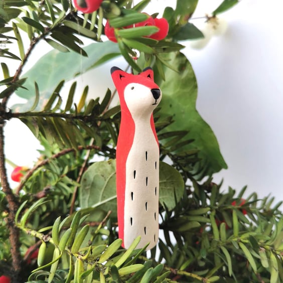 Red Fox hanging decoration - Woodland Fox- Ceramic decoration - fox ornament