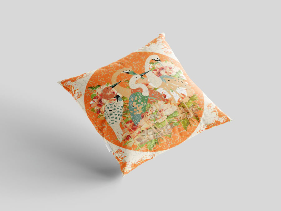 1 PEACHES and CREAM CRANE DANCE CUSHION insert included by Livz Design.