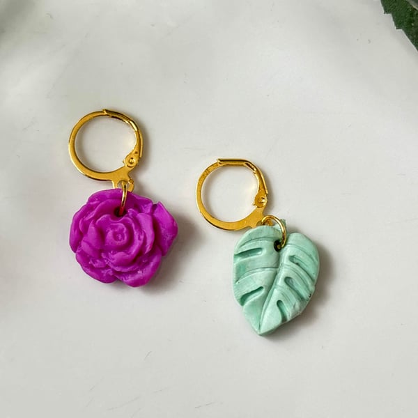 Handmade earrings, Rose and Flowr Earrings.